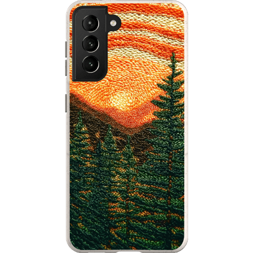 Stepping Green Phone Case Faux Embroidered Mountain Bio Case
