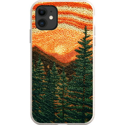 Stepping Green Phone Case Faux Embroidered Mountain Bio Case
