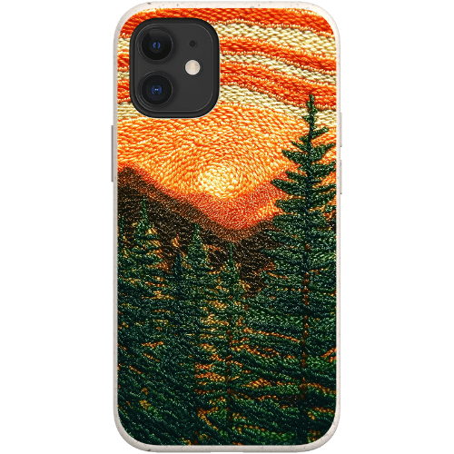 Stepping Green Phone Case Faux Embroidered Mountain Bio Case