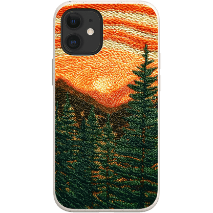 Stepping Green Phone Case Faux Embroidered Mountain Bio Case