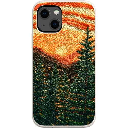 Stepping Green Phone Case Faux Embroidered Mountain Bio Case