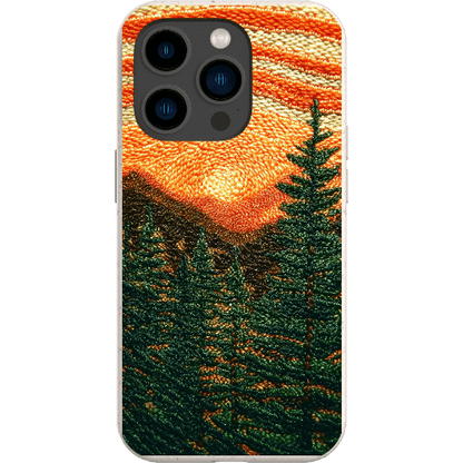 Stepping Green Phone Case Faux Embroidered Mountain Bio Case