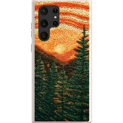 Stepping Green Phone Case Faux Embroidered Mountain Bio Case