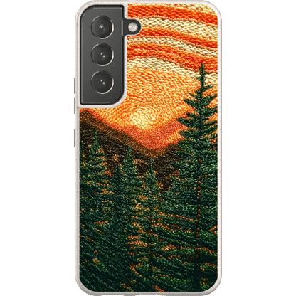 Stepping Green Phone Case Faux Embroidered Mountain Bio Case