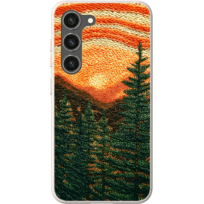 Stepping Green Phone Case Faux Embroidered Mountain Bio Case