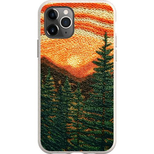 Stepping Green Phone Case Faux Embroidered Mountain Bio Case