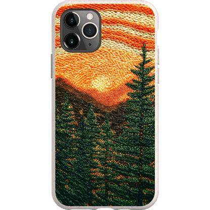 Stepping Green Phone Case Faux Embroidered Mountain Bio Case