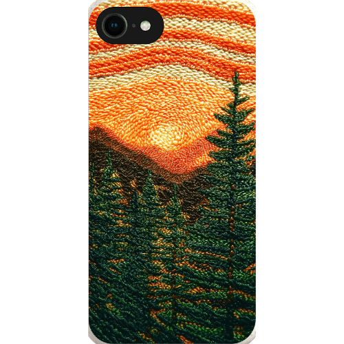 Stepping Green Phone Case Faux Embroidered Mountain Bio Case