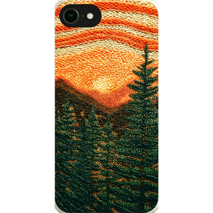 Stepping Green Phone Case Faux Embroidered Mountain Bio Case