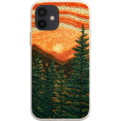 Stepping Green Phone Case Faux Embroidered Mountain Bio Case