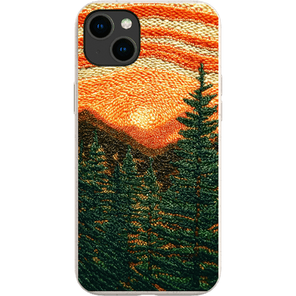 Stepping Green Phone Case Faux Embroidered Mountain Bio Case