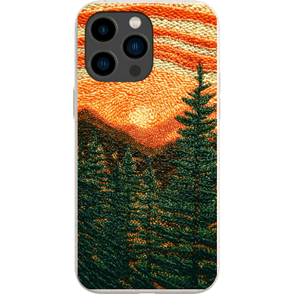 Stepping Green Phone Case Faux Embroidered Mountain Bio Case