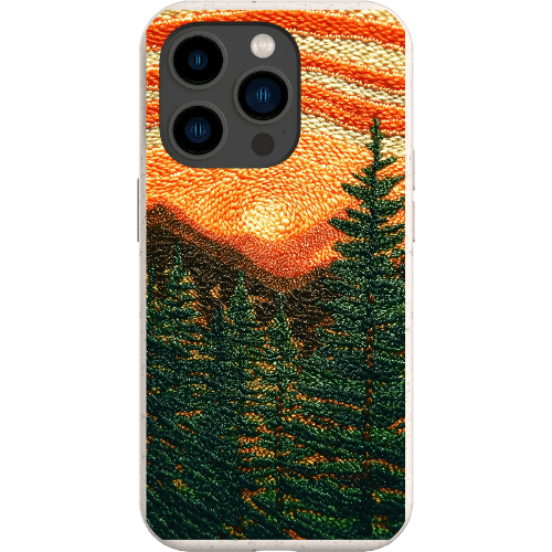 Stepping Green Phone Case Faux Embroidered Mountain Bio Case