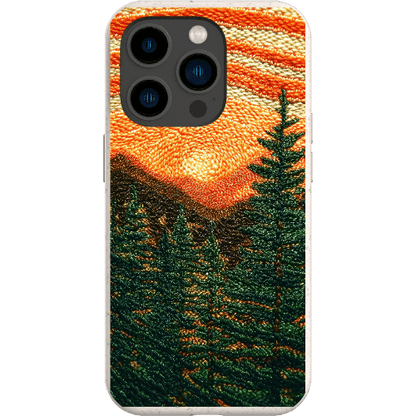 Stepping Green Phone Case Faux Embroidered Mountain Bio Case