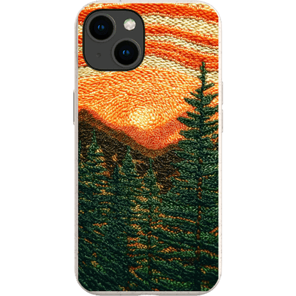 Stepping Green Phone Case Faux Embroidered Mountain Bio Case