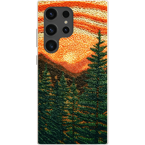 Stepping Green Phone Case Faux Embroidered Mountain Bio Case