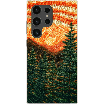 Stepping Green Phone Case Faux Embroidered Mountain Bio Case