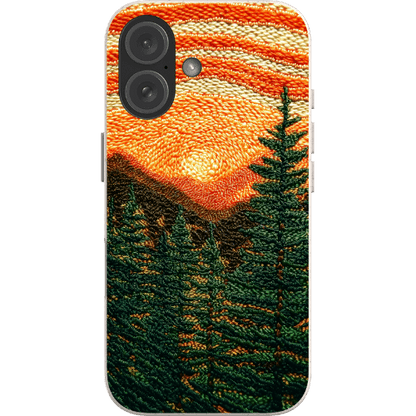 Stepping Green Phone Case Faux Embroidered Mountain Bio Case