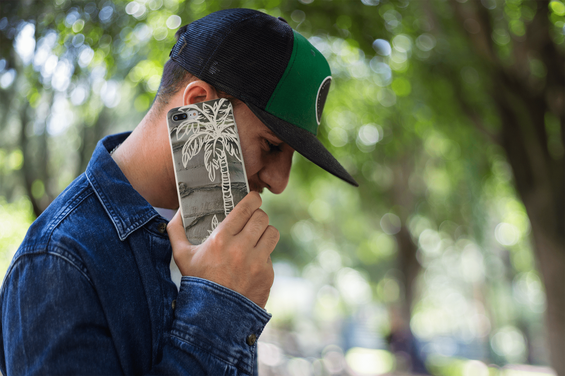 Stepping Green Phone Case Faux Wood Palm Tree Bio Case