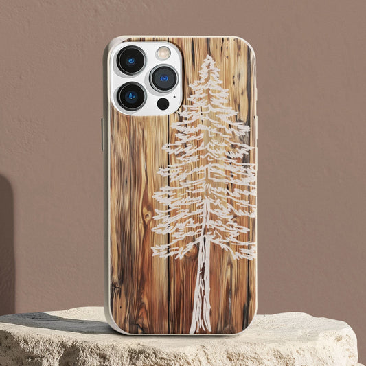 Stepping Green Phone Case Faux Wood Pine Tree Bio Case