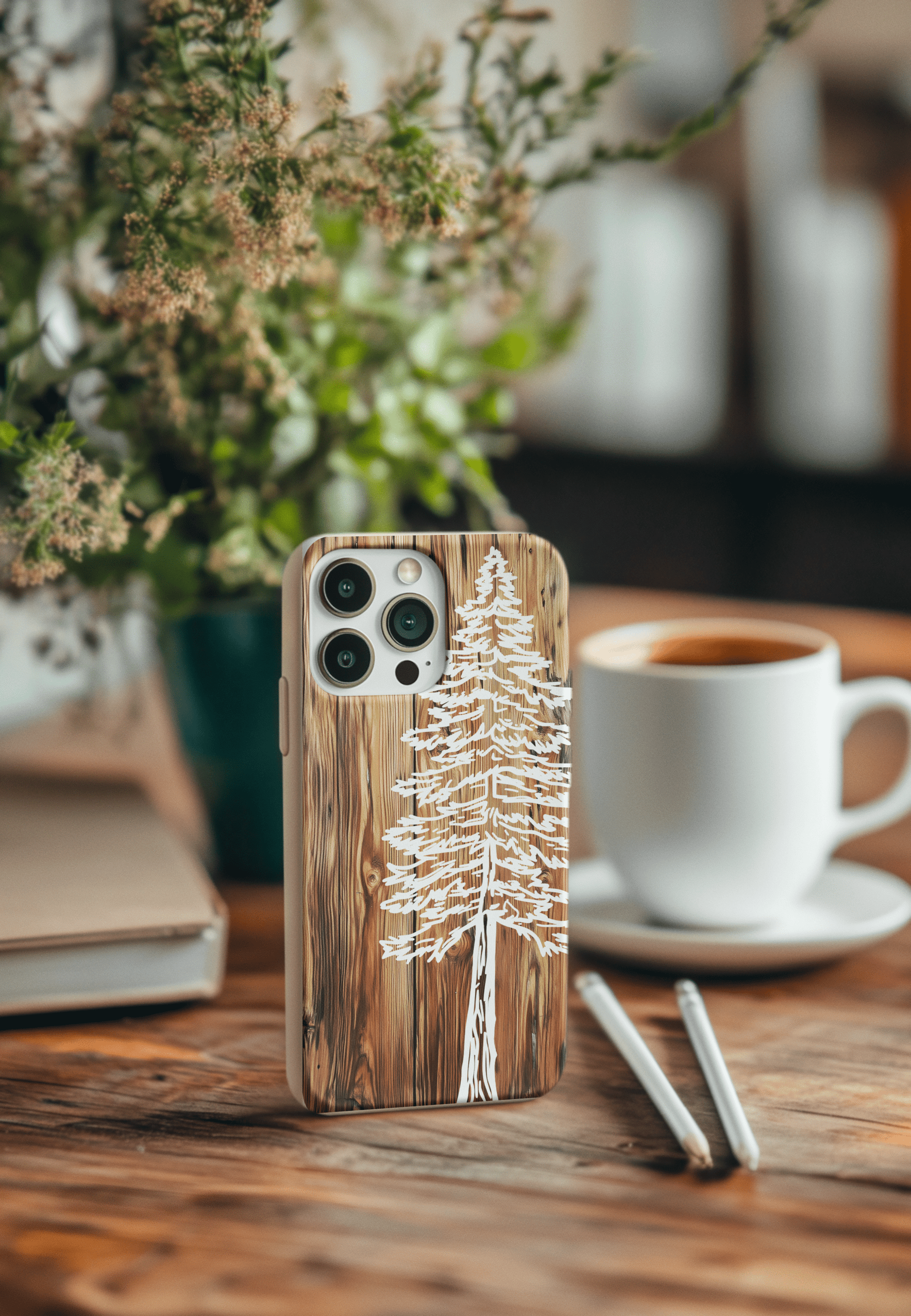 Stepping Green Phone Case Faux Wood Pine Tree Bio Case