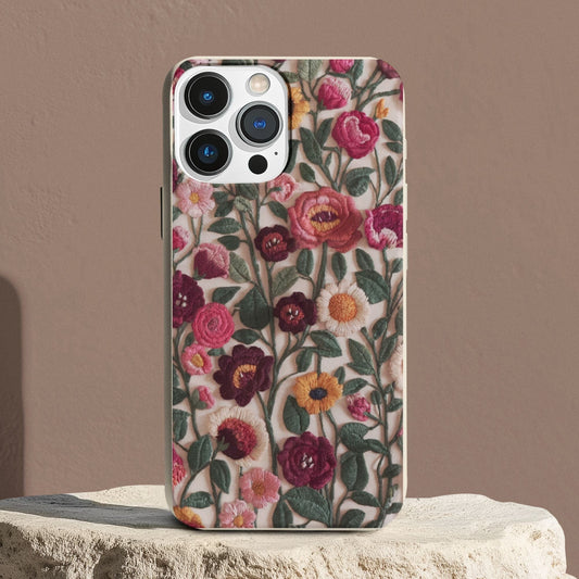 Stepping Green Phone Case Floral Embroidered Look Bio Case