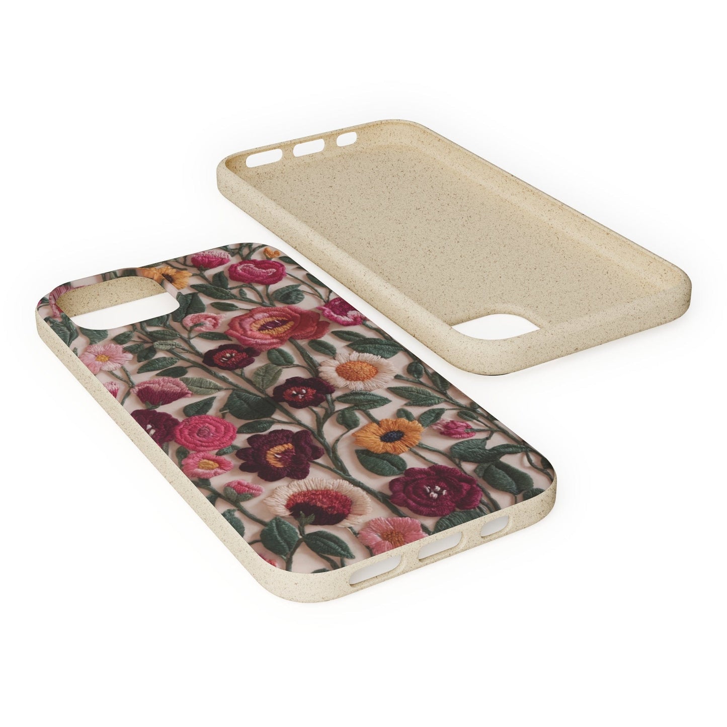 Stepping Green Phone Case Floral Embroidered Look Bio Case