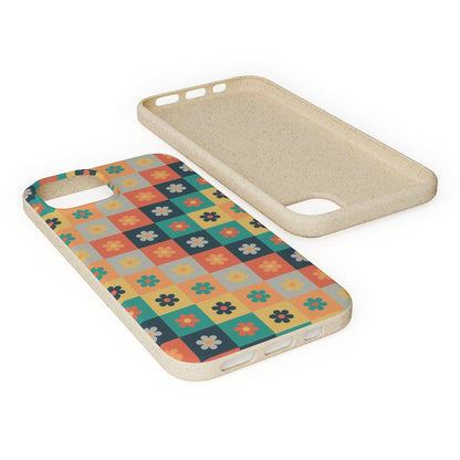 Stepping Green Phone Case Flower Checkerboard Bio Case
