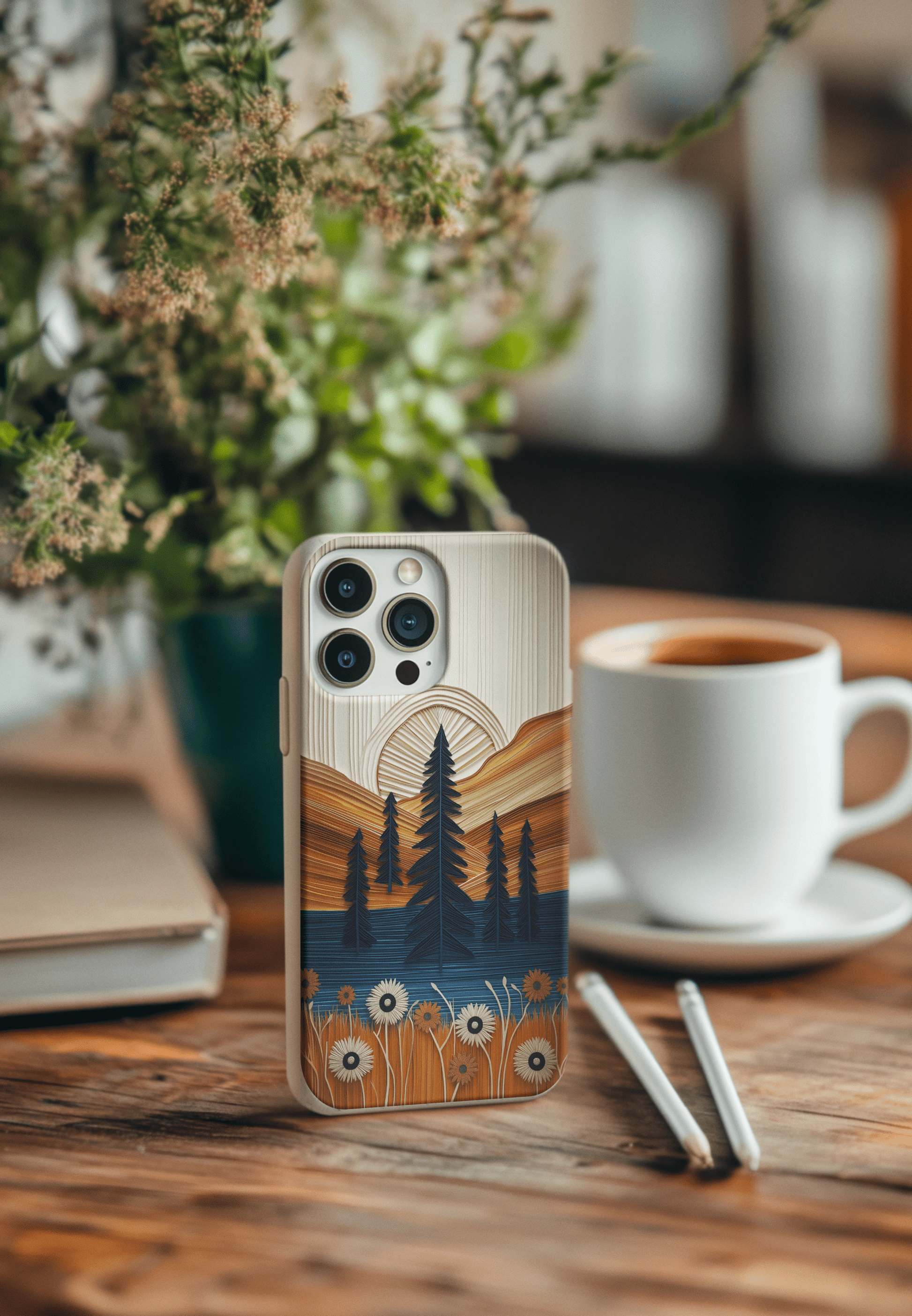Stepping Green Phone Case Folded Paper Mountain Bio Case