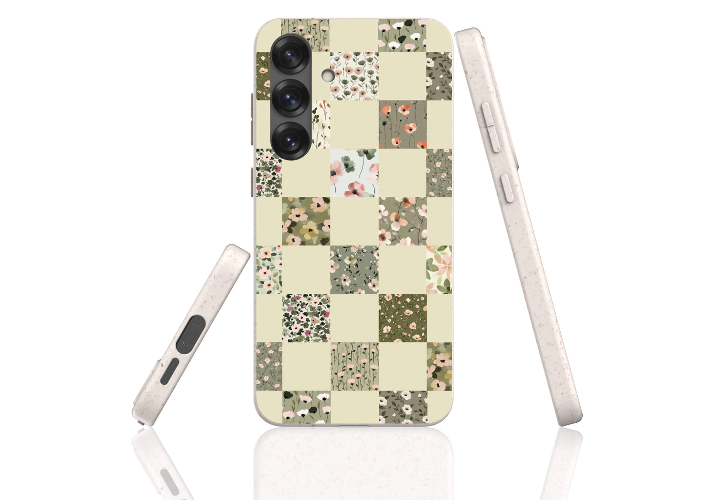 Stepping Green Phone Case Foral Patterns Checkerboard Bio Case