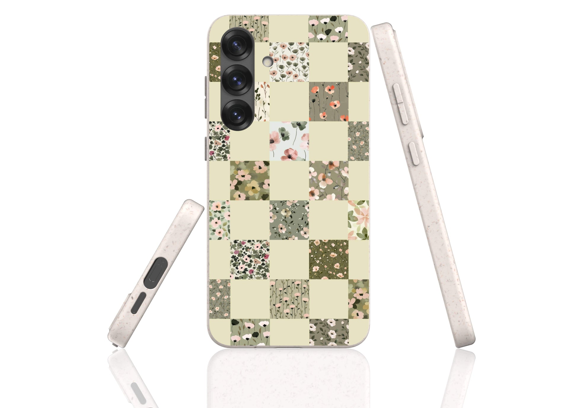 Stepping Green Phone Case Foral Patterns Checkerboard Bio Case