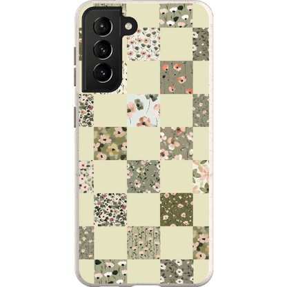Stepping Green Phone Case Foral Patterns Checkerboard Bio Case
