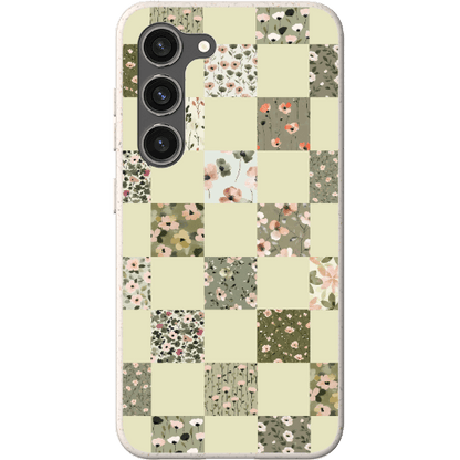 Stepping Green Phone Case Foral Patterns Checkerboard Bio Case
