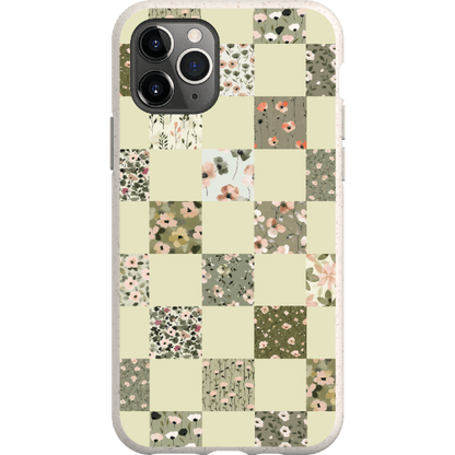 Stepping Green Phone Case Foral Patterns Checkerboard Bio Case