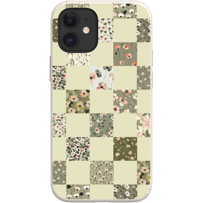 Stepping Green Phone Case Foral Patterns Checkerboard Bio Case