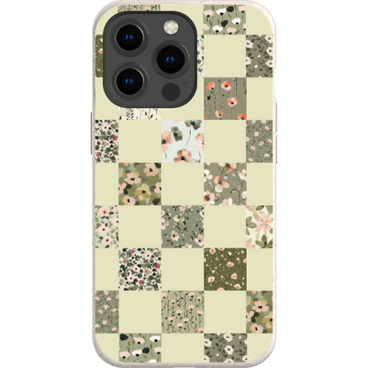 Stepping Green Phone Case Foral Patterns Checkerboard Bio Case