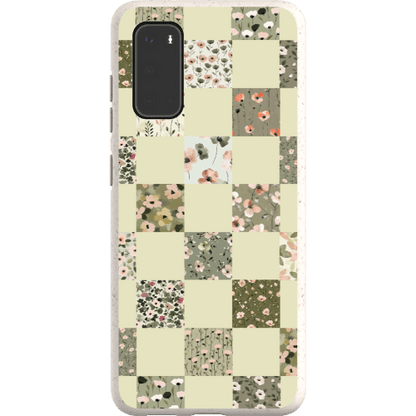 Stepping Green Phone Case Foral Patterns Checkerboard Bio Case
