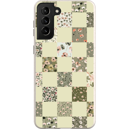 Stepping Green Phone Case Foral Patterns Checkerboard Bio Case