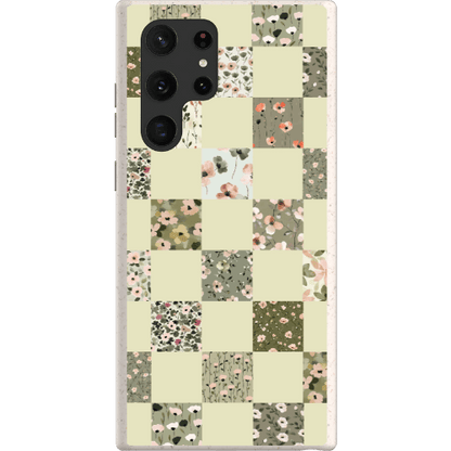 Stepping Green Phone Case Foral Patterns Checkerboard Bio Case