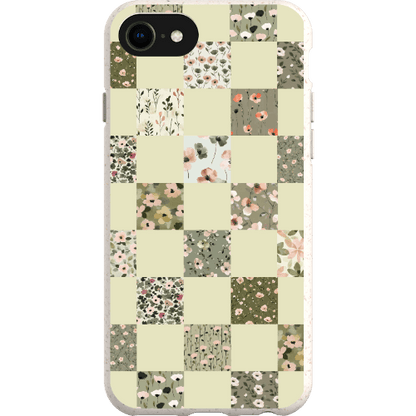 Stepping Green Phone Case Foral Patterns Checkerboard Bio Case