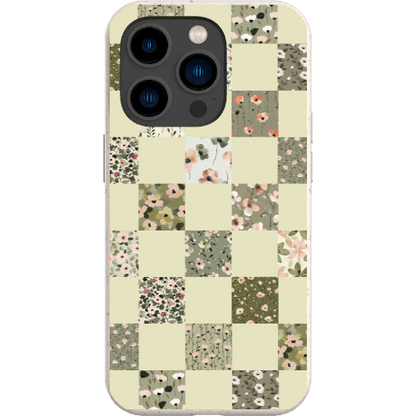 Stepping Green Phone Case Foral Patterns Checkerboard Bio Case