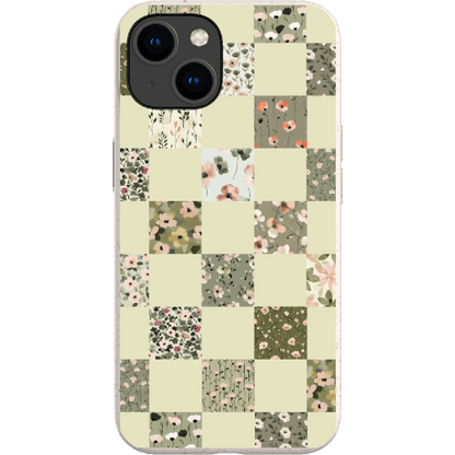 Stepping Green Phone Case Foral Patterns Checkerboard Bio Case