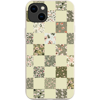 Stepping Green Phone Case Foral Patterns Checkerboard Bio Case