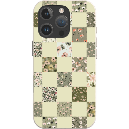 Stepping Green Phone Case Foral Patterns Checkerboard Bio Case