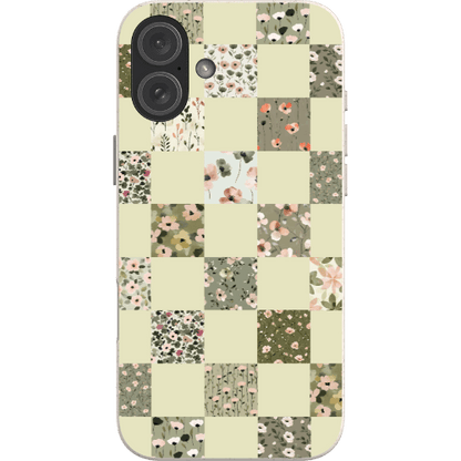 Stepping Green Phone Case Foral Patterns Checkerboard Bio Case