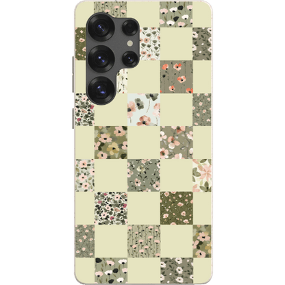 Stepping Green Phone Case Foral Patterns Checkerboard Bio Case