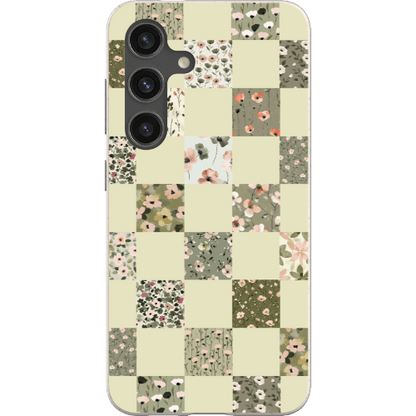 Stepping Green Phone Case Foral Patterns Checkerboard Bio Case