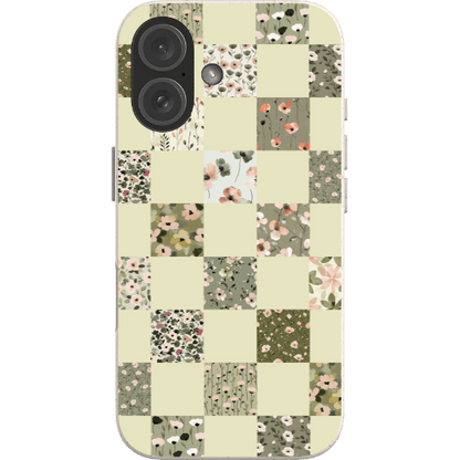 Stepping Green Phone Case Foral Patterns Checkerboard Bio Case