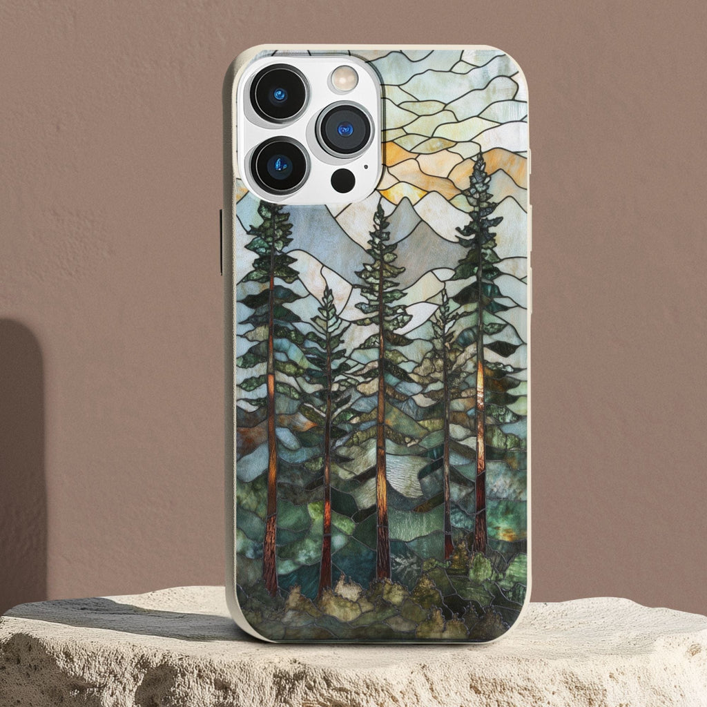 Stepping Green Phone Case Forest Stained Glass Bio Case