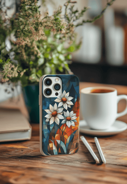 Stepping Green Phone Case Geometric Daisies Bio Case